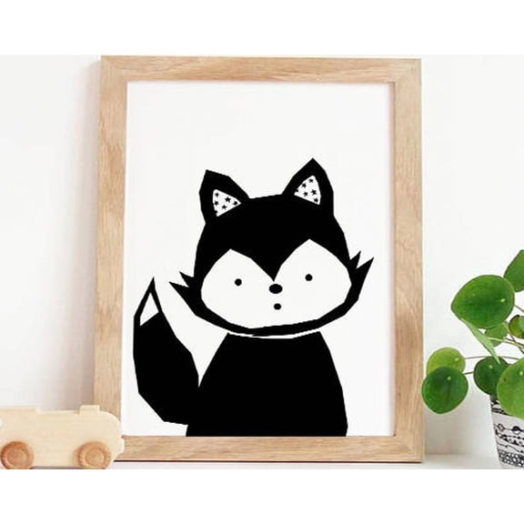 Fox Print. Fox Nursery Art Black White Fox Fox Wall Art. Floral Fox Nursery Art. Woodland Nursery Girl. Girl Woodland Nursery. Woodland Wall Art
