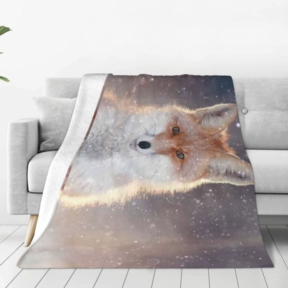Fox Print Super Soft Throw Blanket for Bed Couch Sofa Lightweight Travelling Camping Throw for Kids Adults 50"x40"