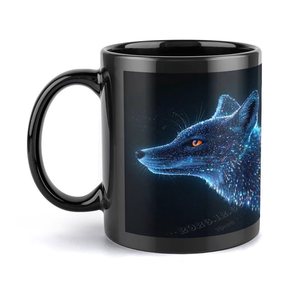 Fox Printed Coffee Mugs, Gifts For Fox Lovers, Cute Cartoon Coffee Mugs, Black, 11oz