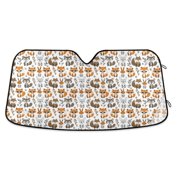 Fox Rabbit Squirrel Car Windshield Sun Shade Foldable Car Front Window Visor Heat and UV Protection 53x23.5