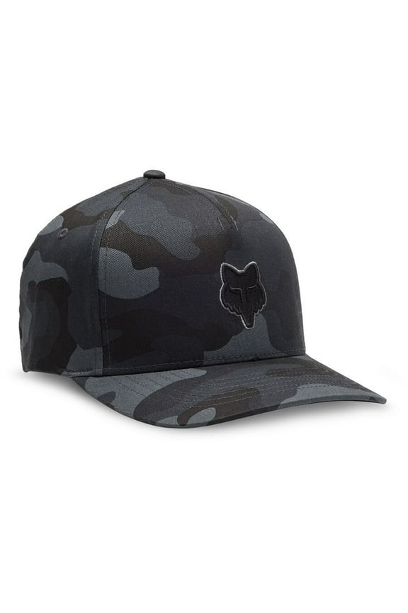 Men's Flexfit Hat Black Camouflage Fox Head Design Size Adjustable