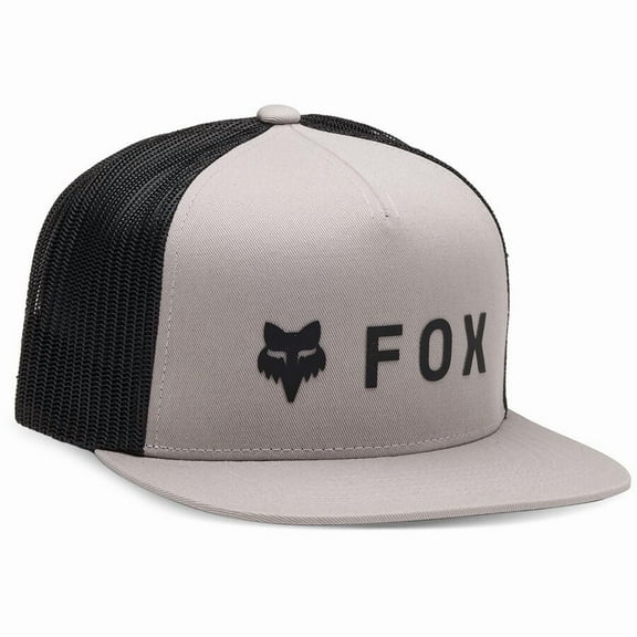 Fox Racing Mens Snapback Flat Peak Trucker Cap ~ Absolute Mesh grey