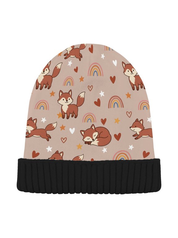 Fox Rainbows Beanie Hat Unisex Warm Winter Hat Cap For Women Men Winter Running