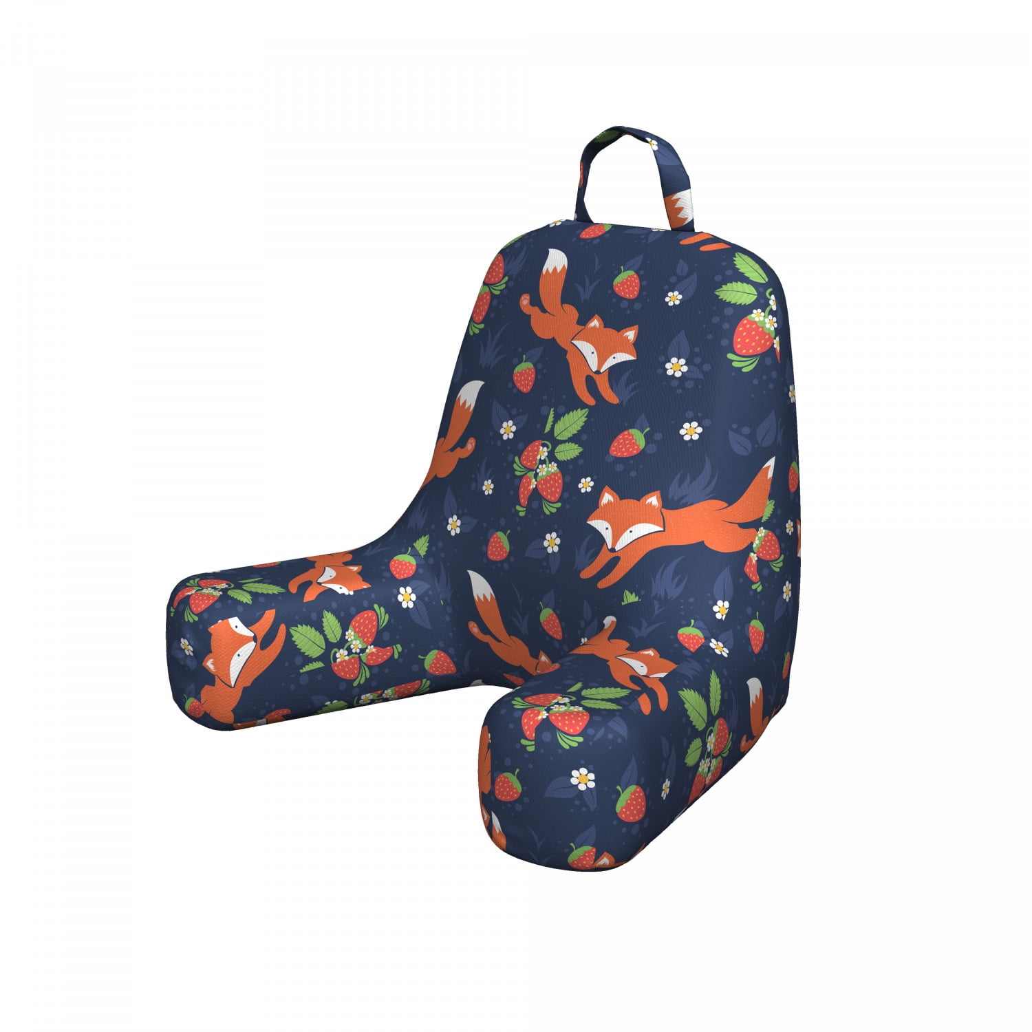 Fox Reading Pillow Cover, Cartoonish Pattern with Animal and Floral ...