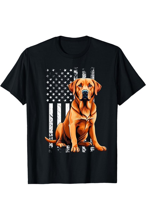 Fox Red Labrador Owner Dog USA Flag T-Shirt
