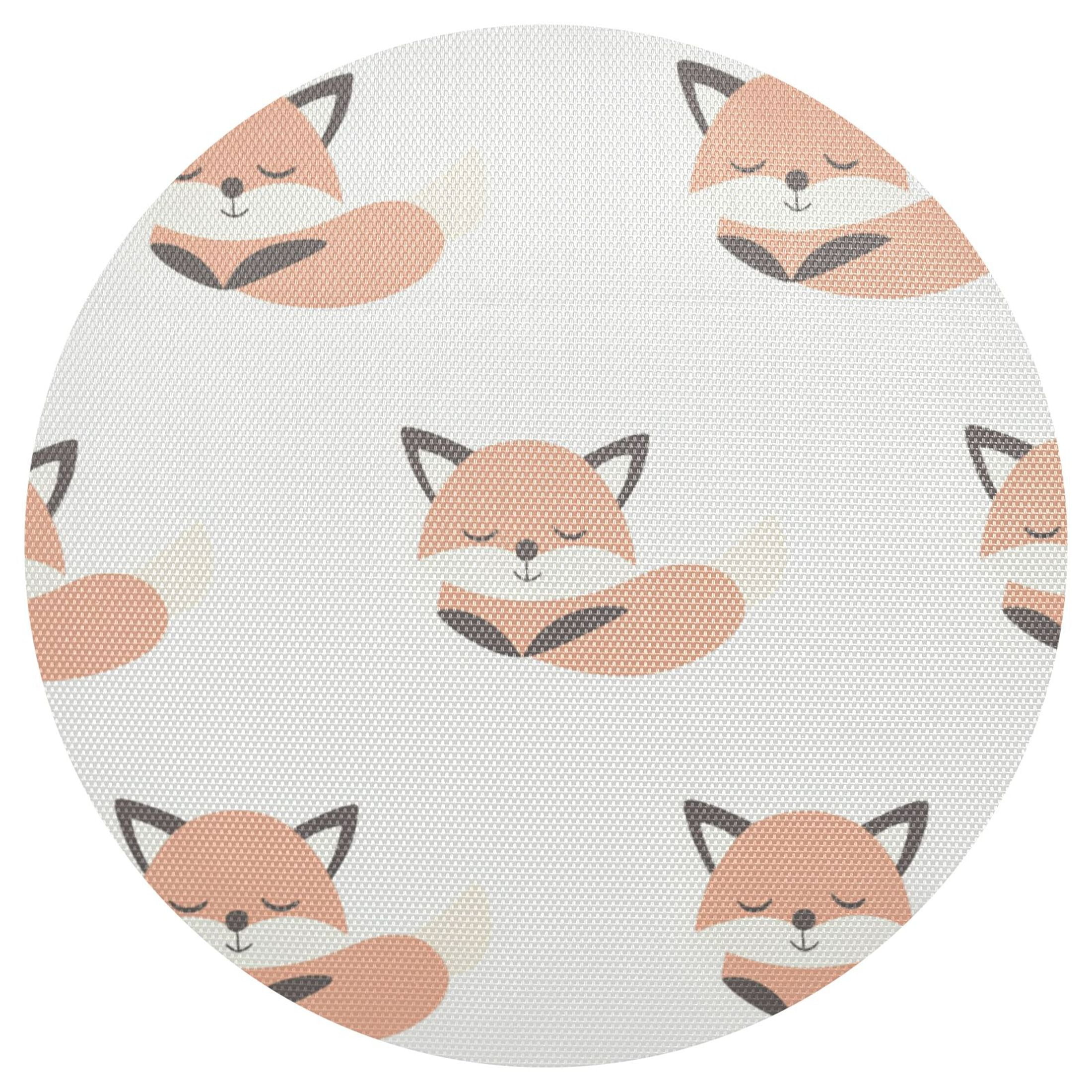 Fox Repeat Pattern 15.4in Diameter PVC Plate Mat, Heat-Resistant and ...