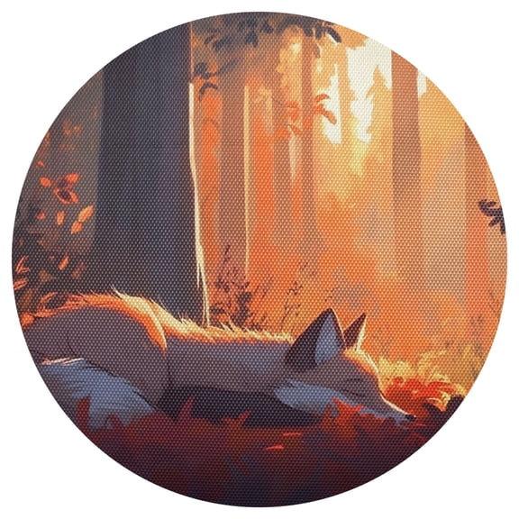 Fox Resting in The Forest 15.4in Diameter PVC Plate Mat, Heat-Resistant and Cuttable, Kitchen Decor