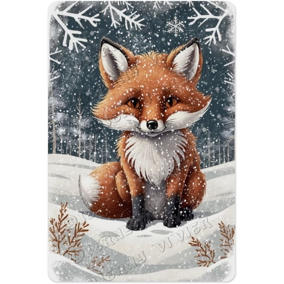 Fox Retro Metal Sign 8x12 Inches - Beautiful Rustic Fox Decor, Ideal Gift for Fox Fans and Animal Enthusiasts