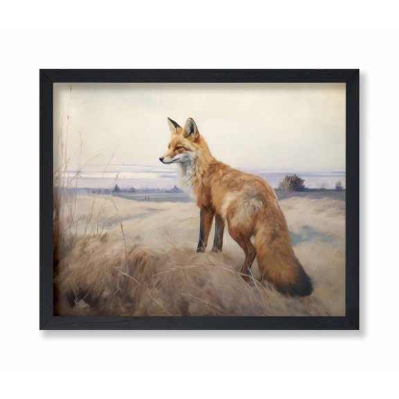 Fox Retro Portrait Print Landscape Art Meadow Art Animal Art Wild Life Art Farmhouse Art Aesthetic Art