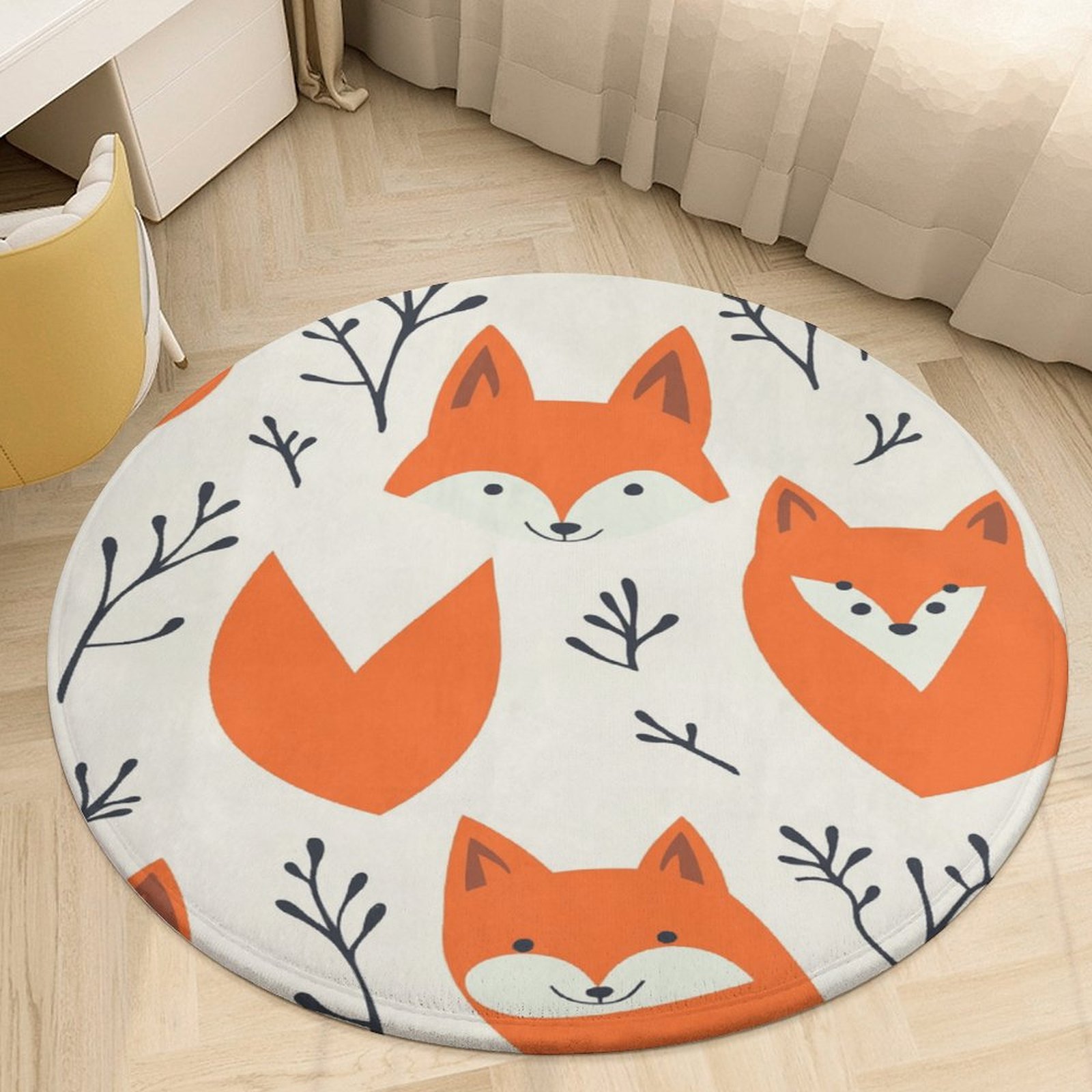 Fox Round Area Rugs for Bedroom Living Room, 4FT Soft Indoor Circle ...