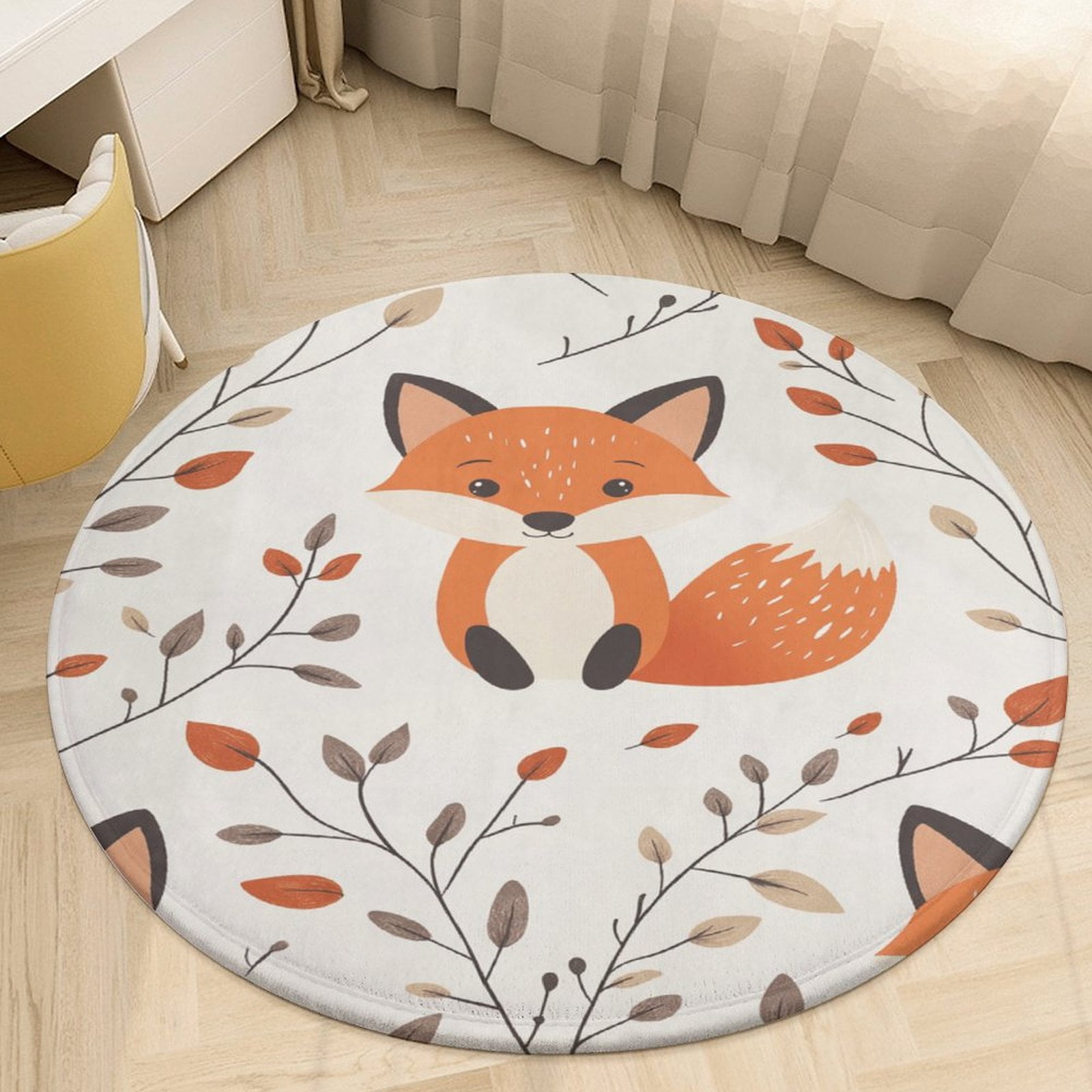 Fox Round Area Rugs for Bedroom Living Room, 6FT Soft Indoor Circle ...