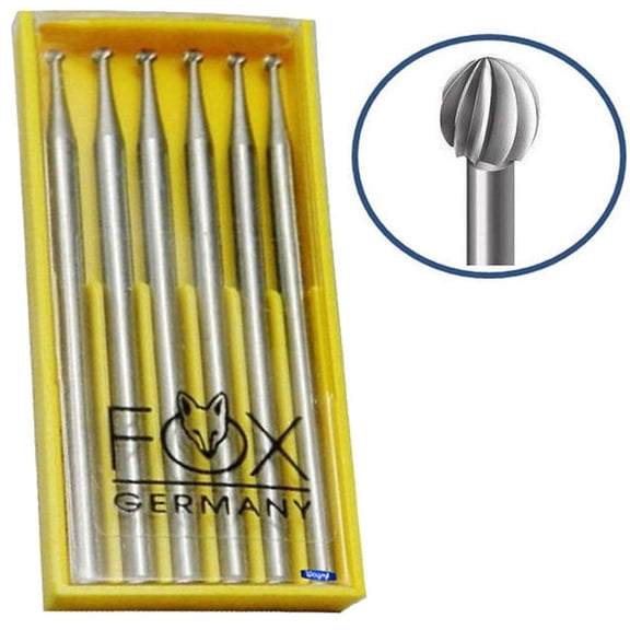 Fox Round Ball Bur 045 Pack of 6 Jewelry Bur 4.5 mm 3/32 Shank Made In Germany