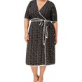 thumbnail image 1 of Fox & Royal Womens Contrast Trim Midi Dress, Black, 1X, 1 of 2