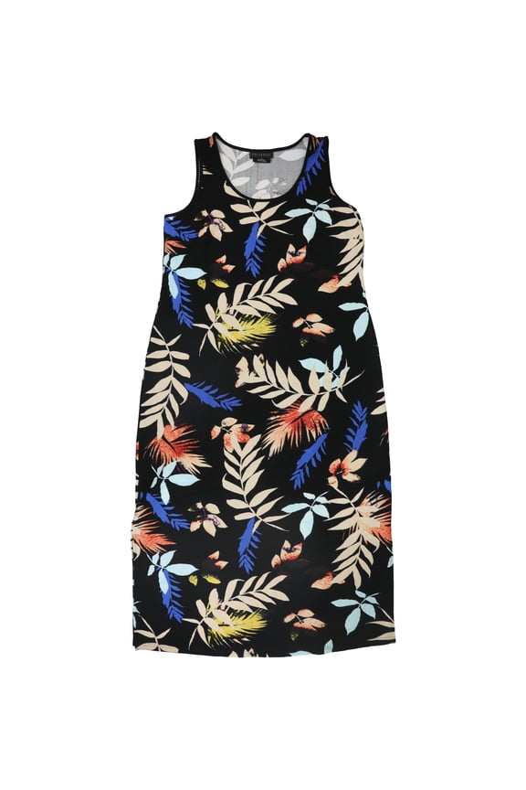 Womens Side Slits Maxi Dress, Black, Plus Size, 2X