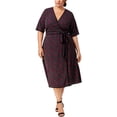 thumbnail image 1 of Fox & Royal Womens Striped Floral Wrap Dress, Black, Plus Size, 1X, 1 of 1