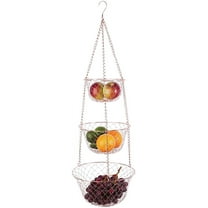 Fox Run 3-Tier Copper Kitchen Hanging Fruit Baskets, 1" x 11" x 14.5"