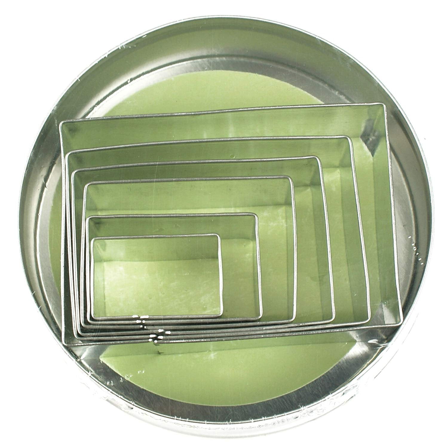 Stainless Steel Rectangular Cookie Cutter Set with Storage Tin