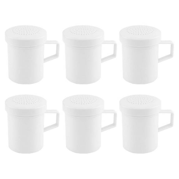Fox Run 4647 All Purpose Shaker Sugar Powder Spices Kitchen Gadget Tool Plastic White, 6-Pack