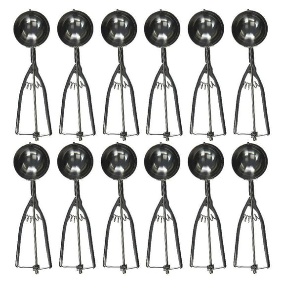 Fox Run Stainless Steel Scoop Ice Cream Cookie Dough Scooper 2-3/8 inch Large Spring Action, 12-Pack
