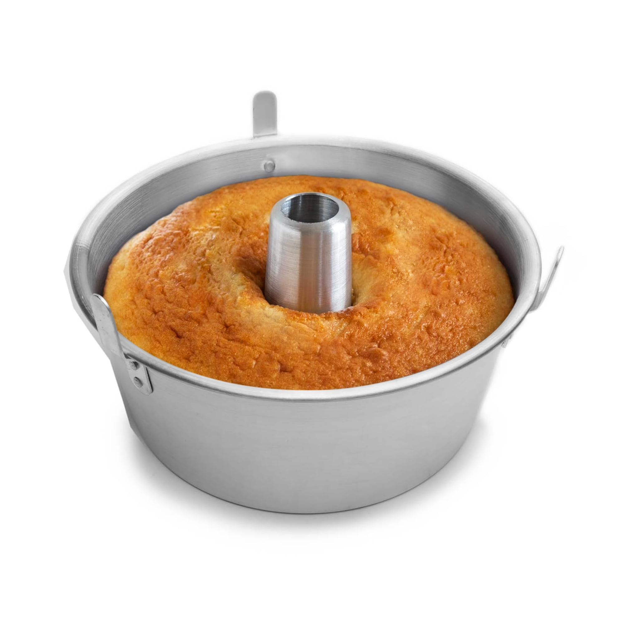 Silver Aluminum Round Angel Food Cake Pan with Removable Bottom