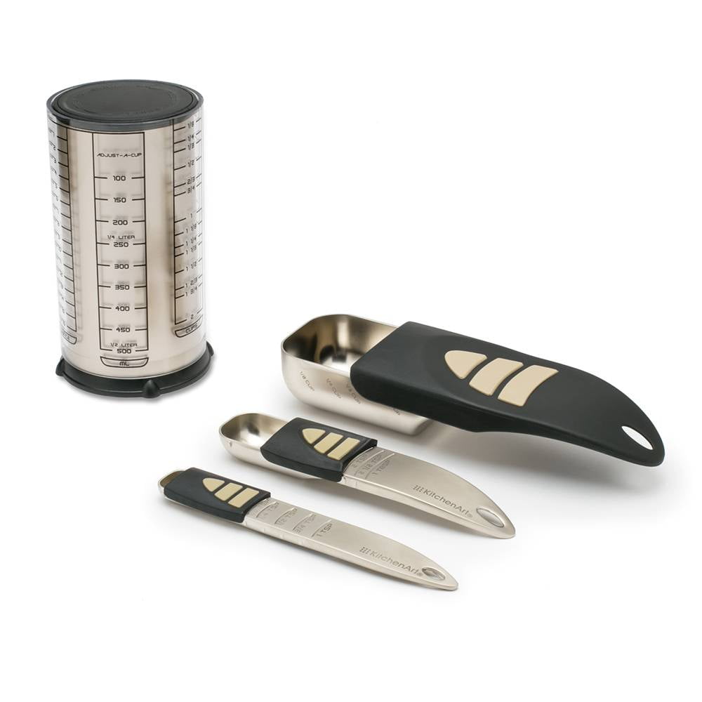 Adjustable Champagne Satin Plastic Measuring Cup Set, 4-Piece