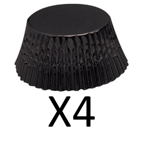 Fox Run Black Foil Baking Cups - Set Of 32 Standard Size Cupcake Liners (4-Pack)