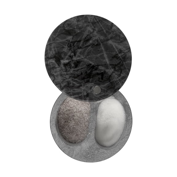 Fox Run Black Marble Double Salt Cellar, 4 x 4 x 2.5"