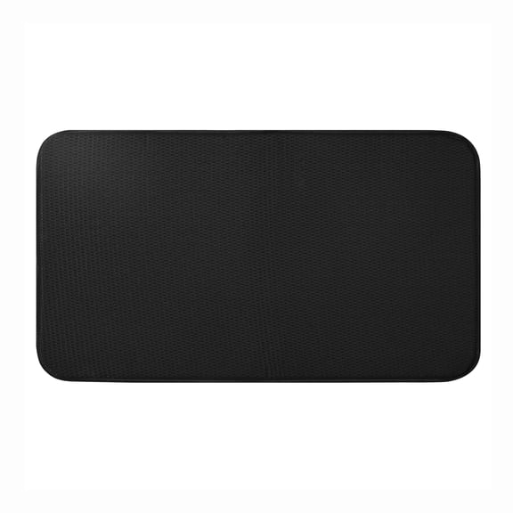 Fox Run Black Microfiber Dish Drying Mat, Extra Large 18" x 32" Cushioned Dish Drying Pad for Kitchen Countertops
