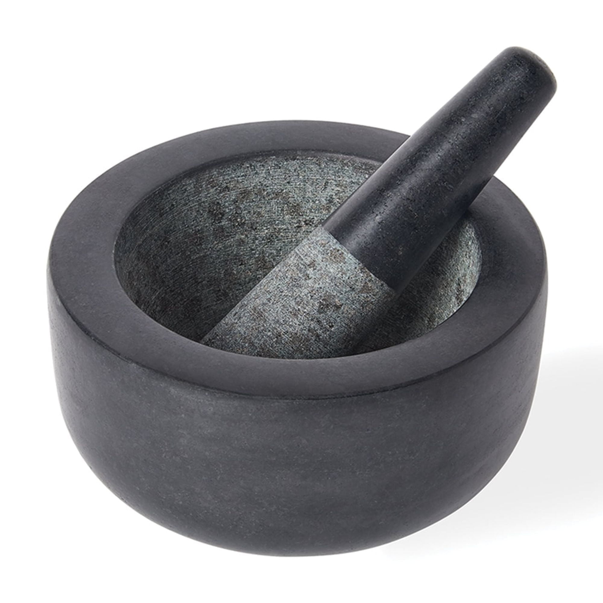 Black Granite Round Mortar and Pestle, 7 Inches