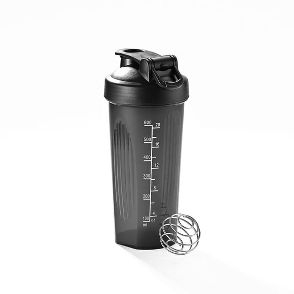Fox Run Blending Bottler, 20 oz Shaker Bottle with Stainless Steel Ball Whisk and Measurements