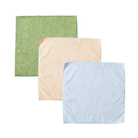 Fox Run Colorful Microfiber Cleaning Cloth Set, Includes Blue, Green and Cream Kitchen and Home Cleaning Towels