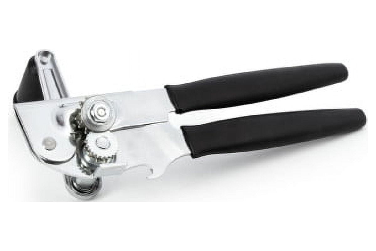 Ergonomic Stainless Steel Can Opener with Black Rubber Handles