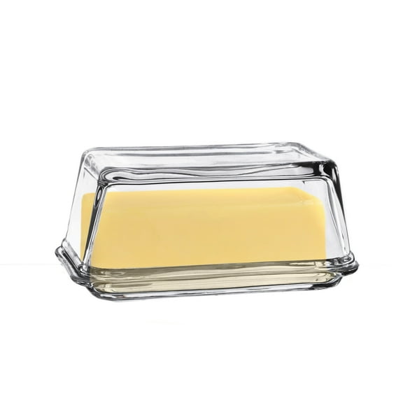 Fox Run Glass Butter Dish With Lid, Clear Butter Container For The Counter or Refrigerator