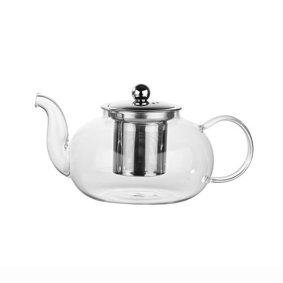 Fox Run Glass Teapot with Infuser, 4 Cup Clear Tea Pot with Smooth Pouring Spout, 4.3" x 4.1"