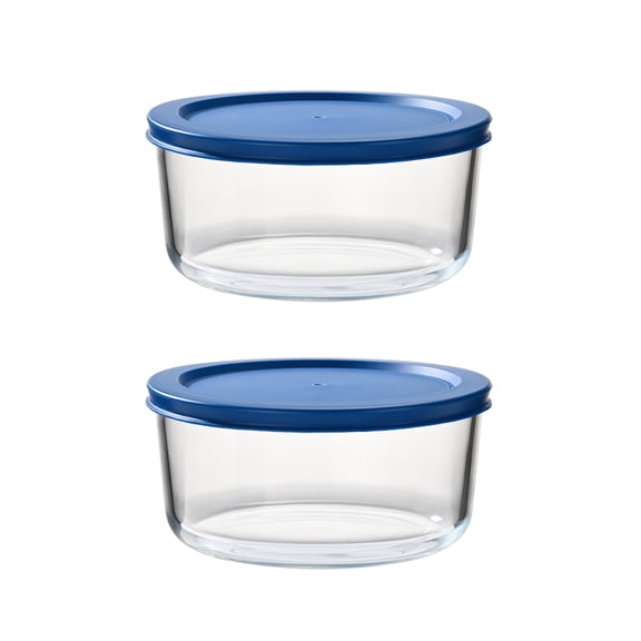 Fox Run Glass Yogurt Containers with Lids, Set of 2 Glass Bowls for Yogurt, Salads and Leftovers, 1 Quart Capacity Each