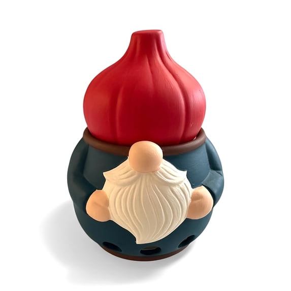 Fox Run Gnome Garlic Keeper, Ceramic Garlic Holder and Lid, 5" x 6.25"