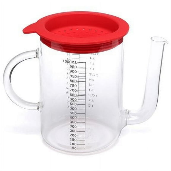 Fox Run Gravy/Fat Separator, Glass with Silicone Lid, 1-Liter