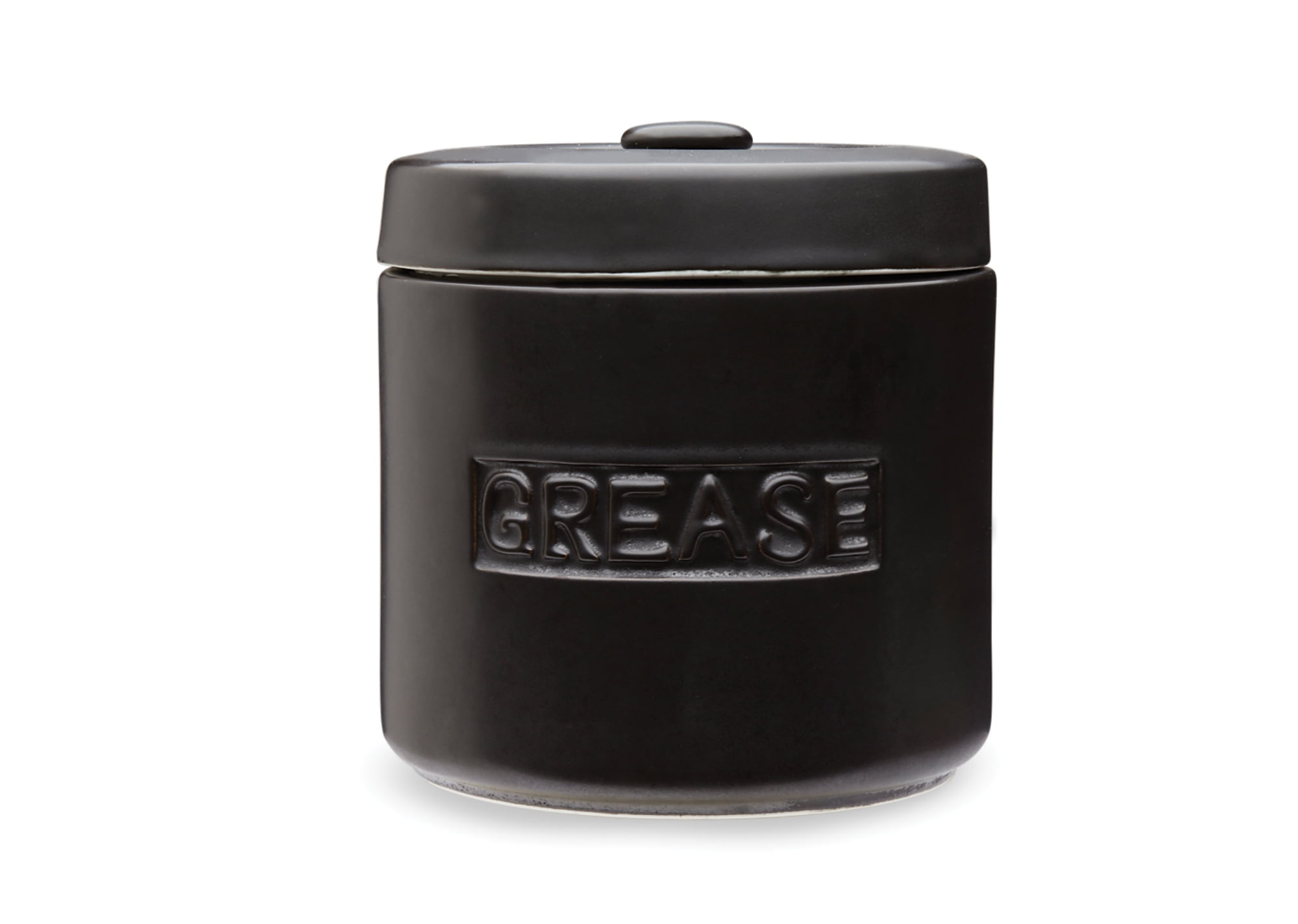 Matte Black Ceramic Grease Container with Lid, 32 oz