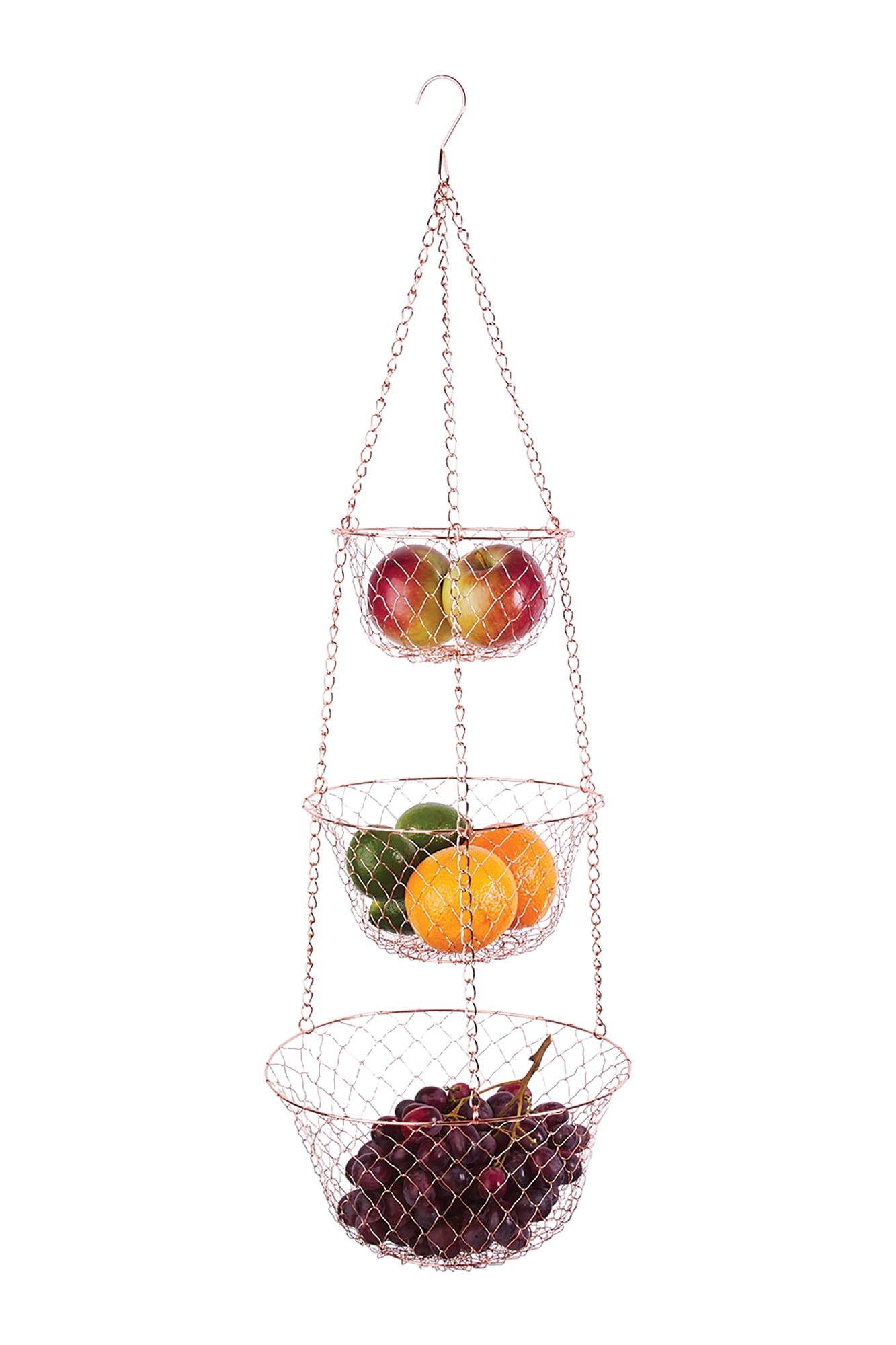 Copper 32" Round Metal Hanging Food Storage Basket