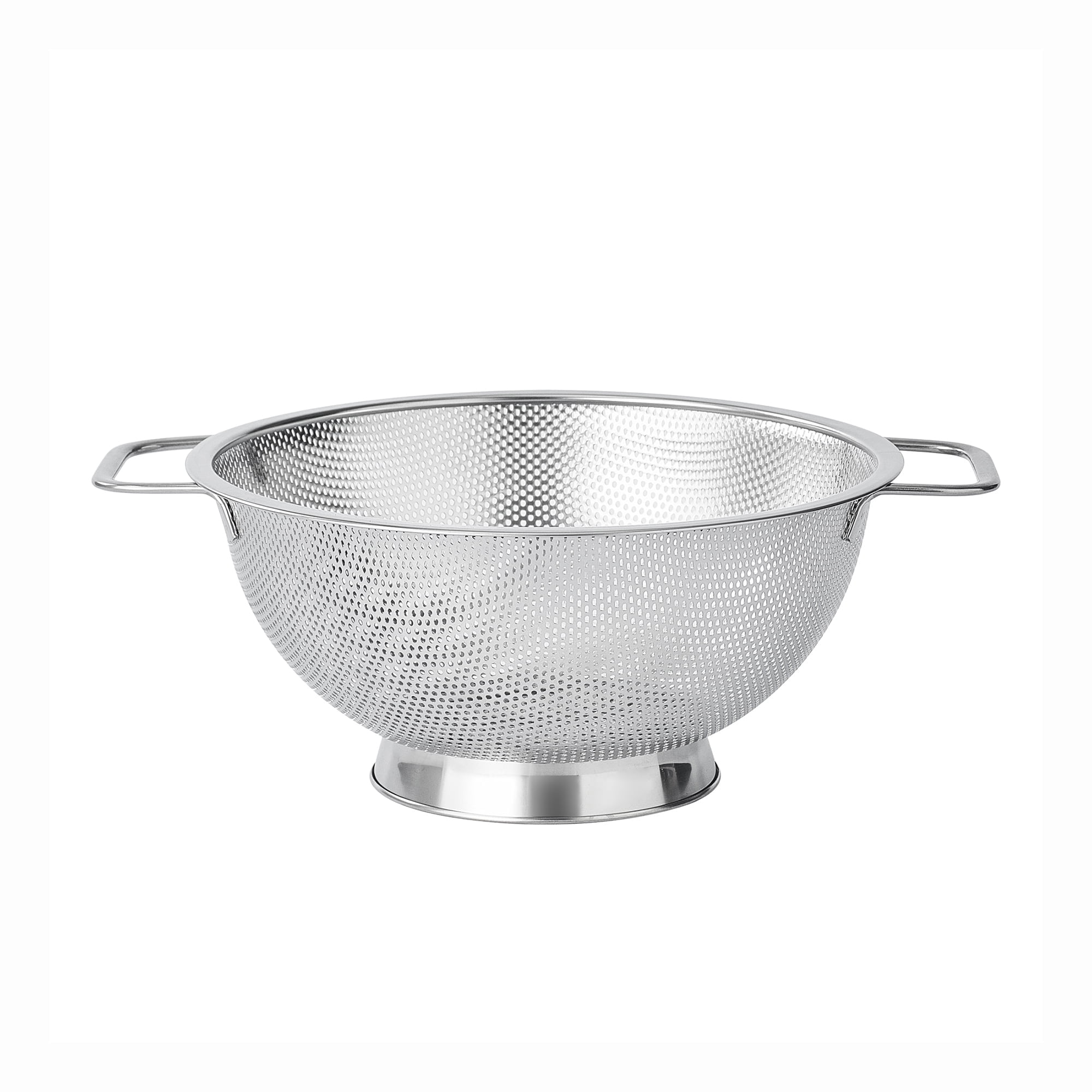 Fox Run Large Stainless Steel Colander, 3 Quart Pasta Strainer With Handles, 8.9” x 11.1” x 4”