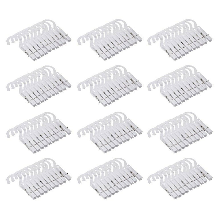 Fox Run Laundry Hooks Clips Clothespin Hangers Plastic White 10 Count,  12-Pack