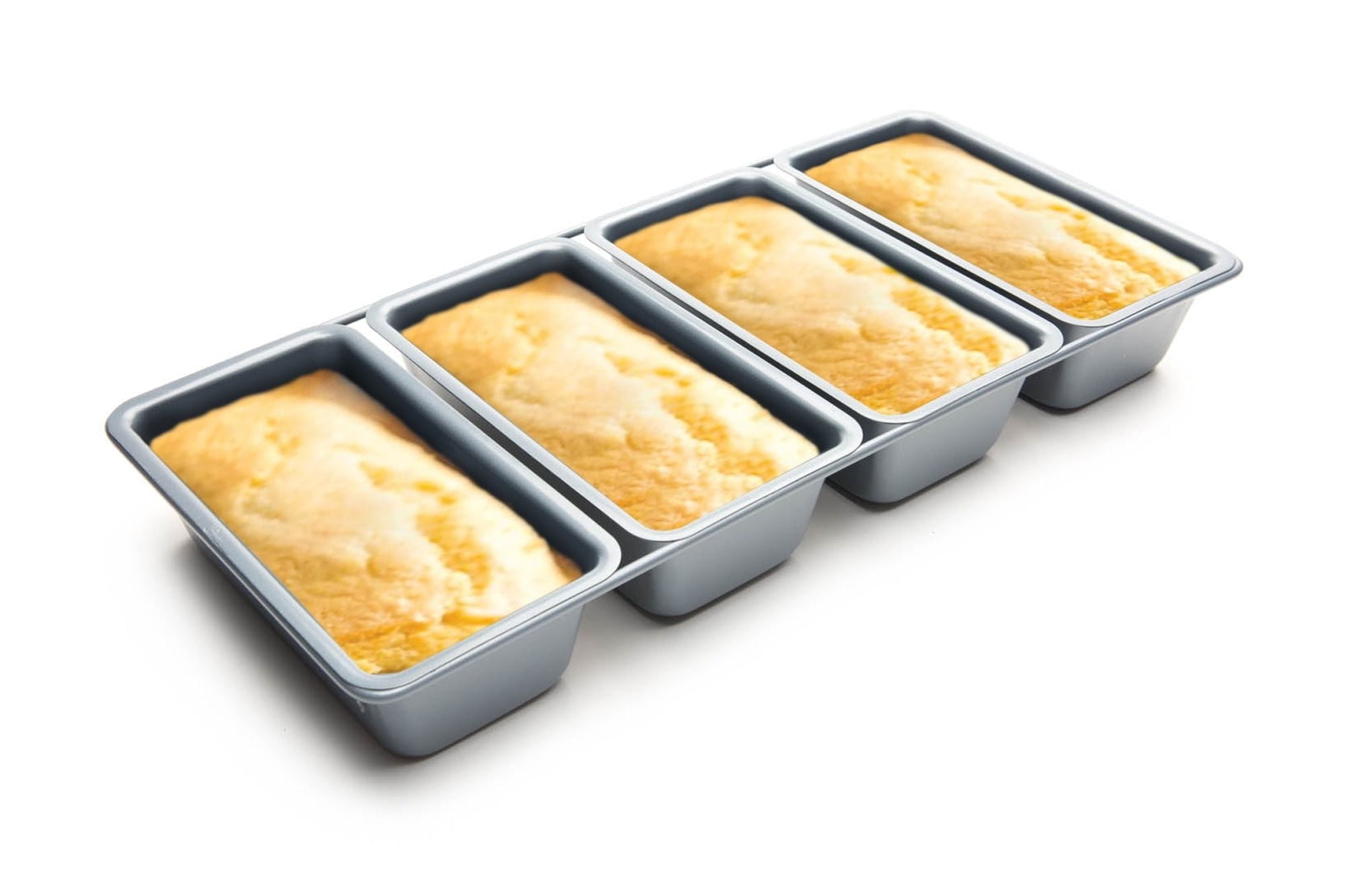 Fox Run Mini Loaf Pans, 4 Linked Non-Stick Carbon Steel Mini Bread
