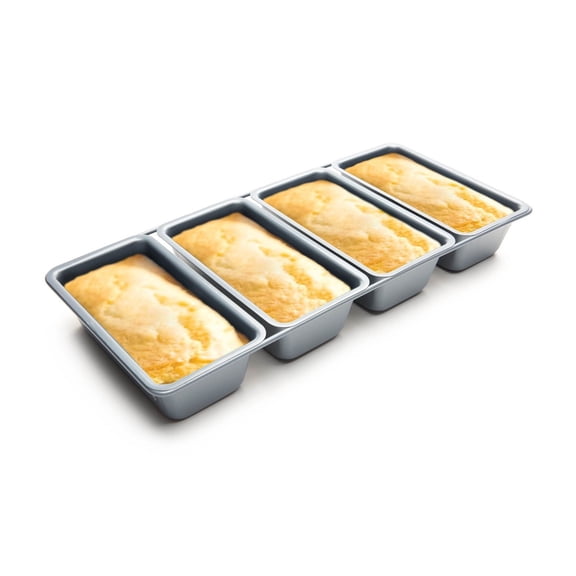 Fox Run Mini Loaf Pans, 4 Linked Non-Stick Carbon Steel Mini Bread Pans