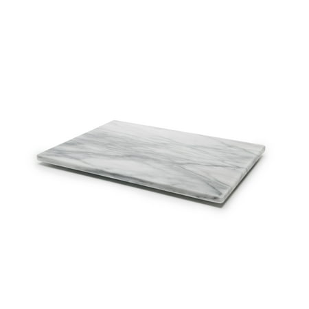 Fox Run Marble Pastry Board with Non-Slip Rubber Feet, White, 12" x 16"