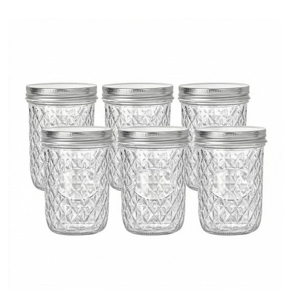 Fox Run Mason Jars 16 Oz, Set of 6 Wide Mouth Glass Canning Jars