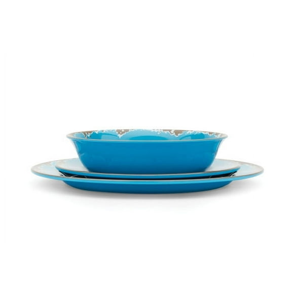 Fox Run Melamine Dinnerware Set, 12-Piece, Blue