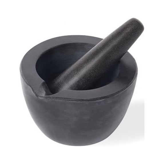 Fox Run Mortar and Pestle, Marble, Black