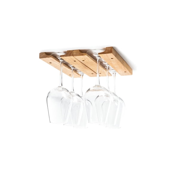 Fox Run Mounted Under-Cabinet Wooden Wine Glass Holder Rack, 11" x 7" x 0.75"