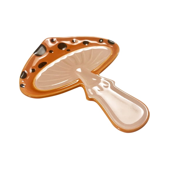 Fox Run Mushroom Spoon Rest, Cute Ceramic Spoon and Spatula Rest for Kitchen Counter