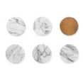 thumbnail image 1 of Fox Run Natural White Polished Marble Stone Coasters, 3.5" Diameter, Set of 6, 1 of 8